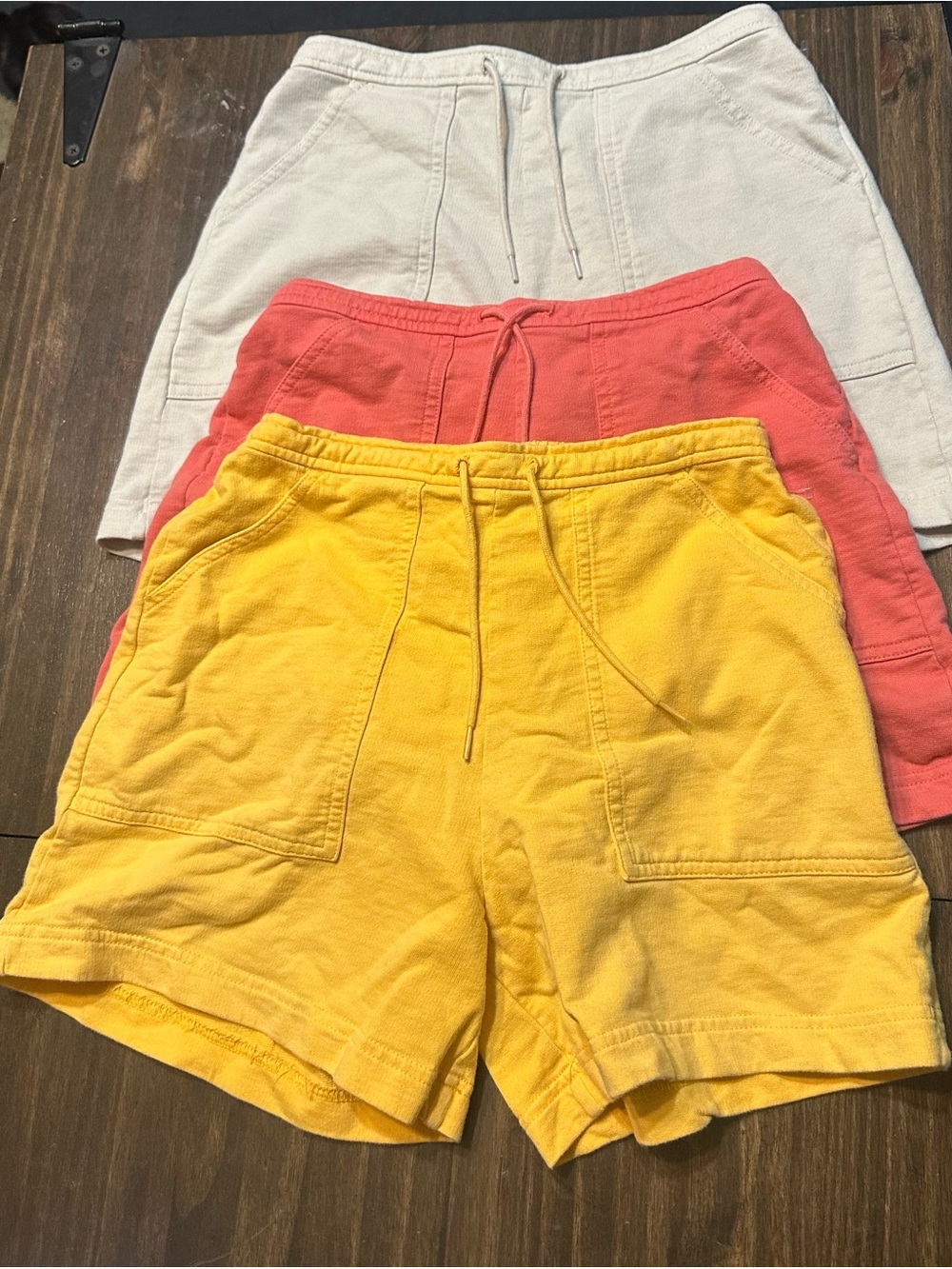 Girl’s Copper Key Drawstring Pocket Shorts Lot - Yellow, Coral, Cream Size 12